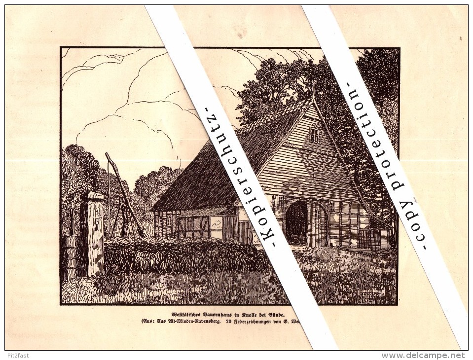 Federzeichnung - 1914 - Bauernhaus In Knolle B. Bünde , Ca. A4 , Druck !!! - Bünde
