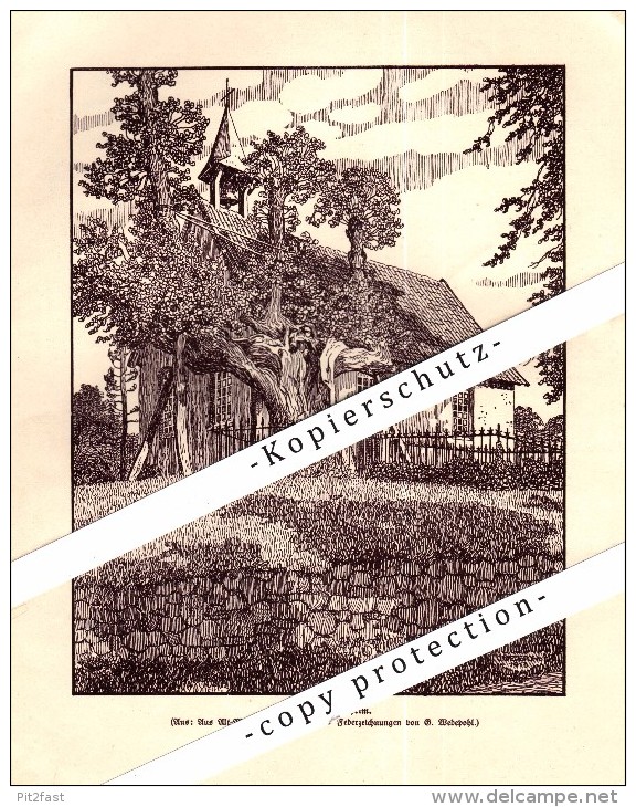 Federzeichnung - 1914 - Kapelle In Quernheim , Ca. A4 , Druck , Lemförde , Diepholz !!! - Diepholz