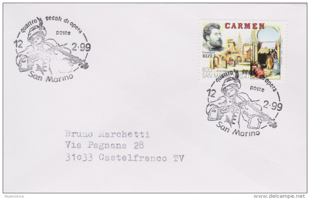 MB 2257) San Marino 1999 Mi# 1821 FDC: Georges BIZET, Carmen - Musik