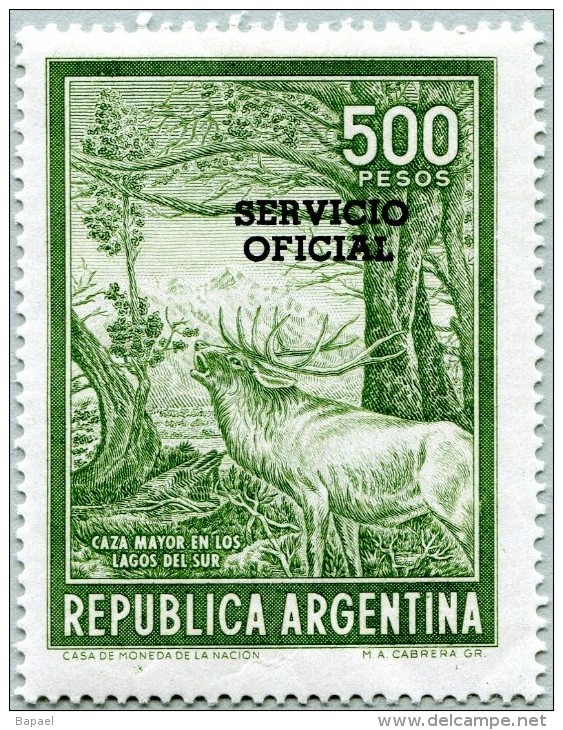 N° Yvert 421 (735) - Timbre D'Argentine (Servicio Oficial) (1965-1967) - MNH - Cerf De La Terre De Feu (JS) - Oficiales