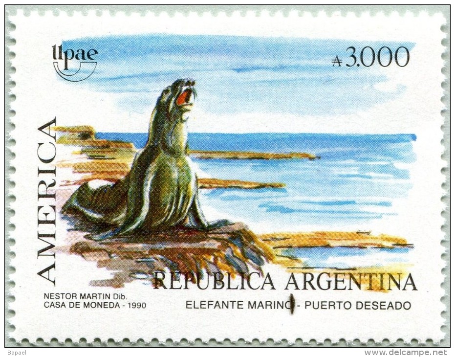 N° Yvert 1732 - Timbre D'Argentine (1990) - MNH - Éléphant De Mer (JS) - Neufs