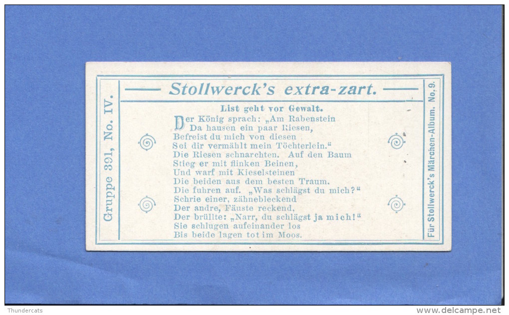 CHROMO STOLLWERCK FAIRY TALE MARCHEN FABLE SPROOKJE GRUPPE 391 NO 4 - Stollwerck