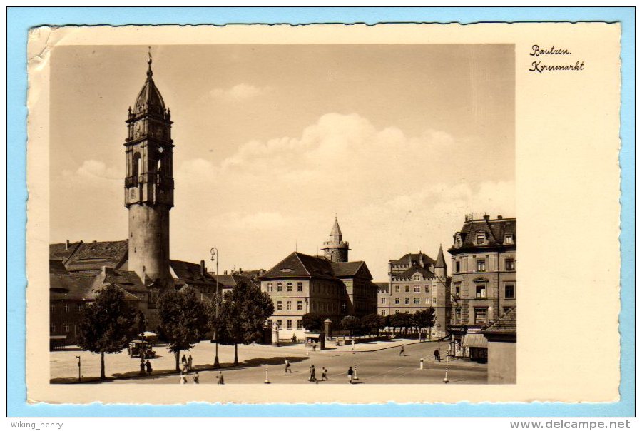 Bautzen - S/w Kornmarkt Mit Reichenturm - Bautzen