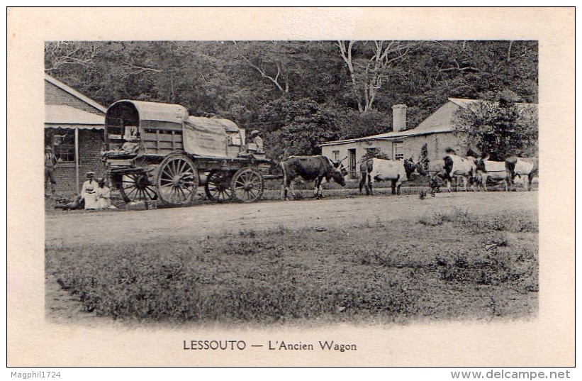 Cpa  Lessouto --  L Ancien  Wagon (  Tres Belle Carte Animee ) - Lesotho