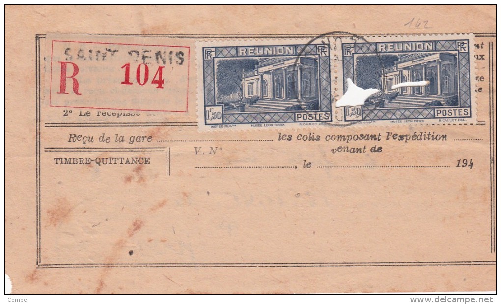 14.11.1945 RÉUNION GARE DE ST DENIS. BORDEREAU D´EXPÉDITION  / 5913 - Cartas & Documentos