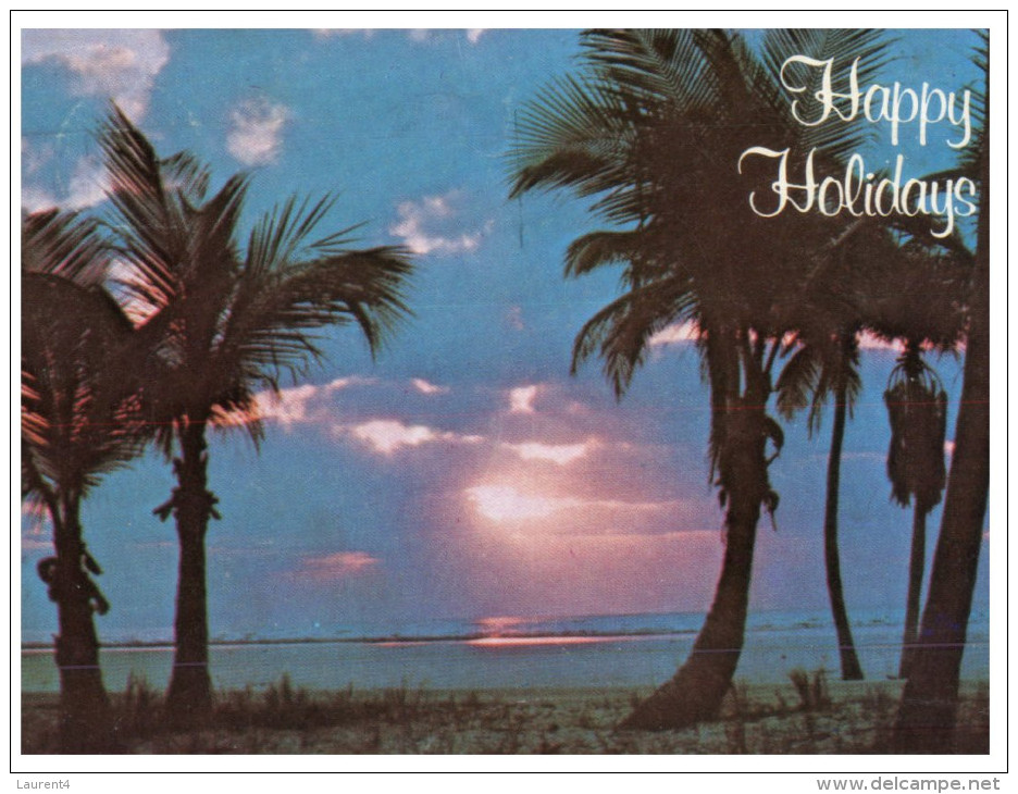 (PH 565) Posted From USA To Australia - RTS / DLO Postmark At Back Of Postcard - Happy Holiday Palm Tree And Beach - Trees