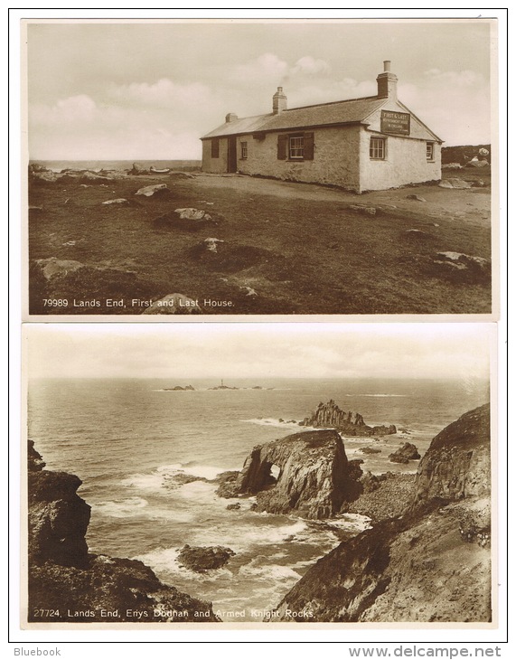 RB 1049 - 5 Real Photo Postcards - Lands Ends Cornwall - All With Triangular Cachets - First &amp; Last House +++ - Land's End