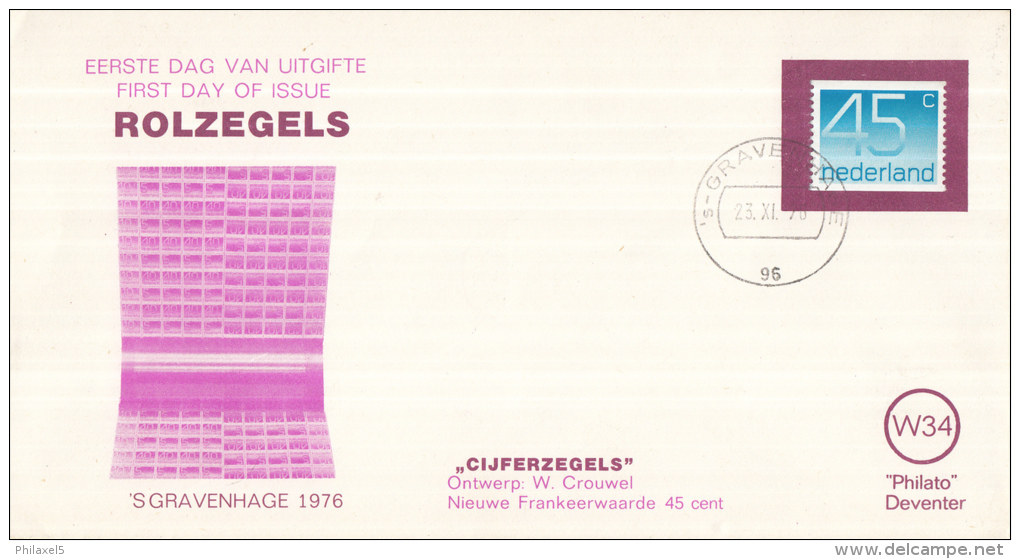 Nederland - W-enveloppe/Philato - 23-11-1976 - Cijferzegels Crouwel - ROM W34 - NVPH 1112A - FDC