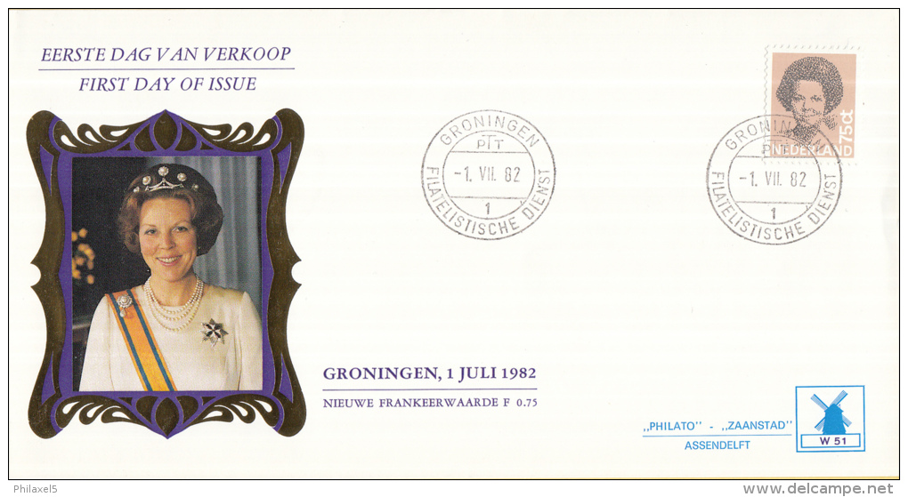 Nederland - W-enveloppe/Philato - 1-7-1982 - Koningin Beatrix In Zwart - ROM W51/NVPH 1239 - FDC