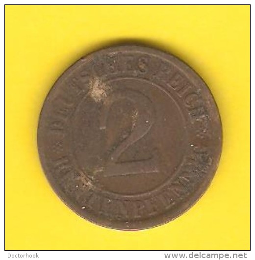 GERMANY  2 RENTENPFENNIG 1924 A (KM # 31) - 2 Rentenpfennig & 2 Reichspfennig