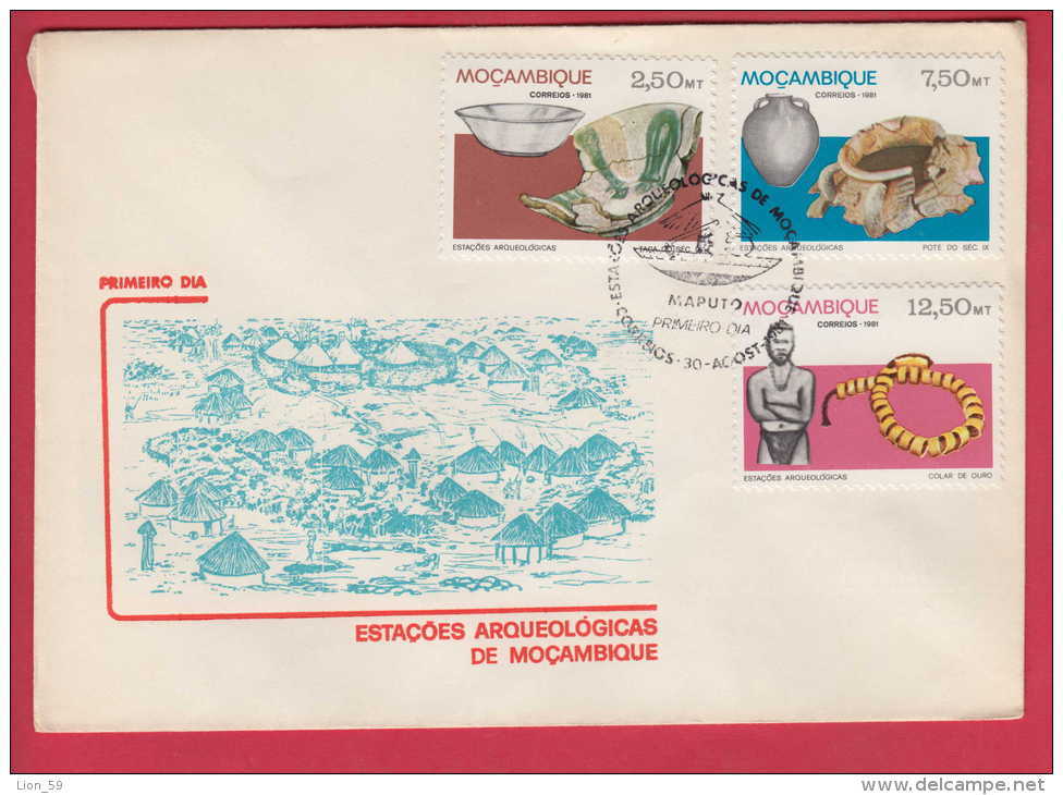 179076  / 1981  FDC -  Archaeological Excavations , VILLAGE , Pottery, Jewelry Mozambique Mosambik Mocambique - Archéologie