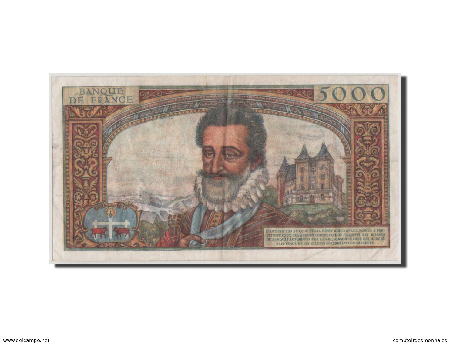 Billet, France, 5000 Francs, 5 000 F 1957-1958 ''Henri IV'', 1957, TTB+ - 5 000 F 1957-1958 ''Henri IV''