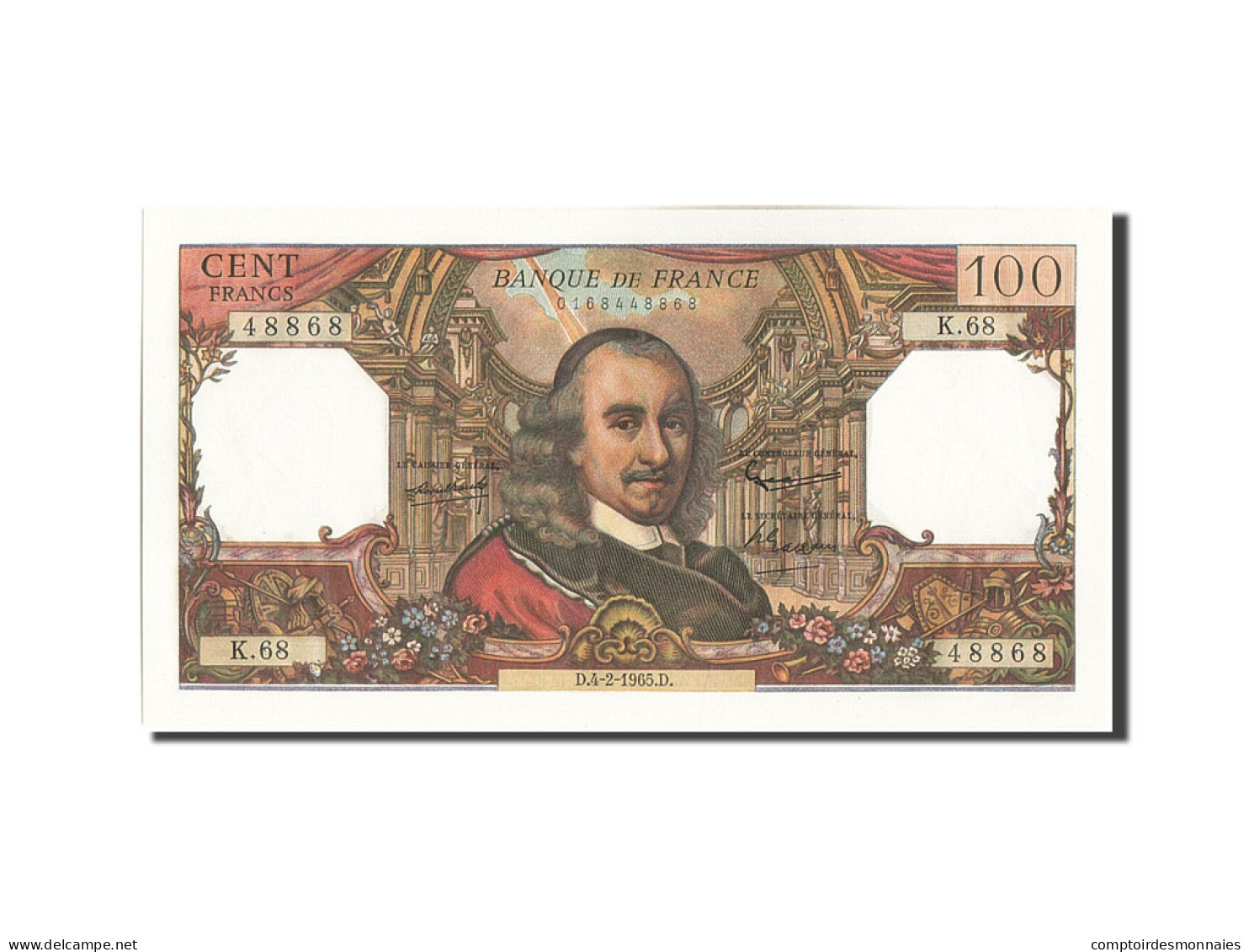 Billet, France, 100 Francs, 100 F 1964-1979 ''Corneille'', 1965, 1965-02-04 - 100 F 1964-1979 ''Corneille''