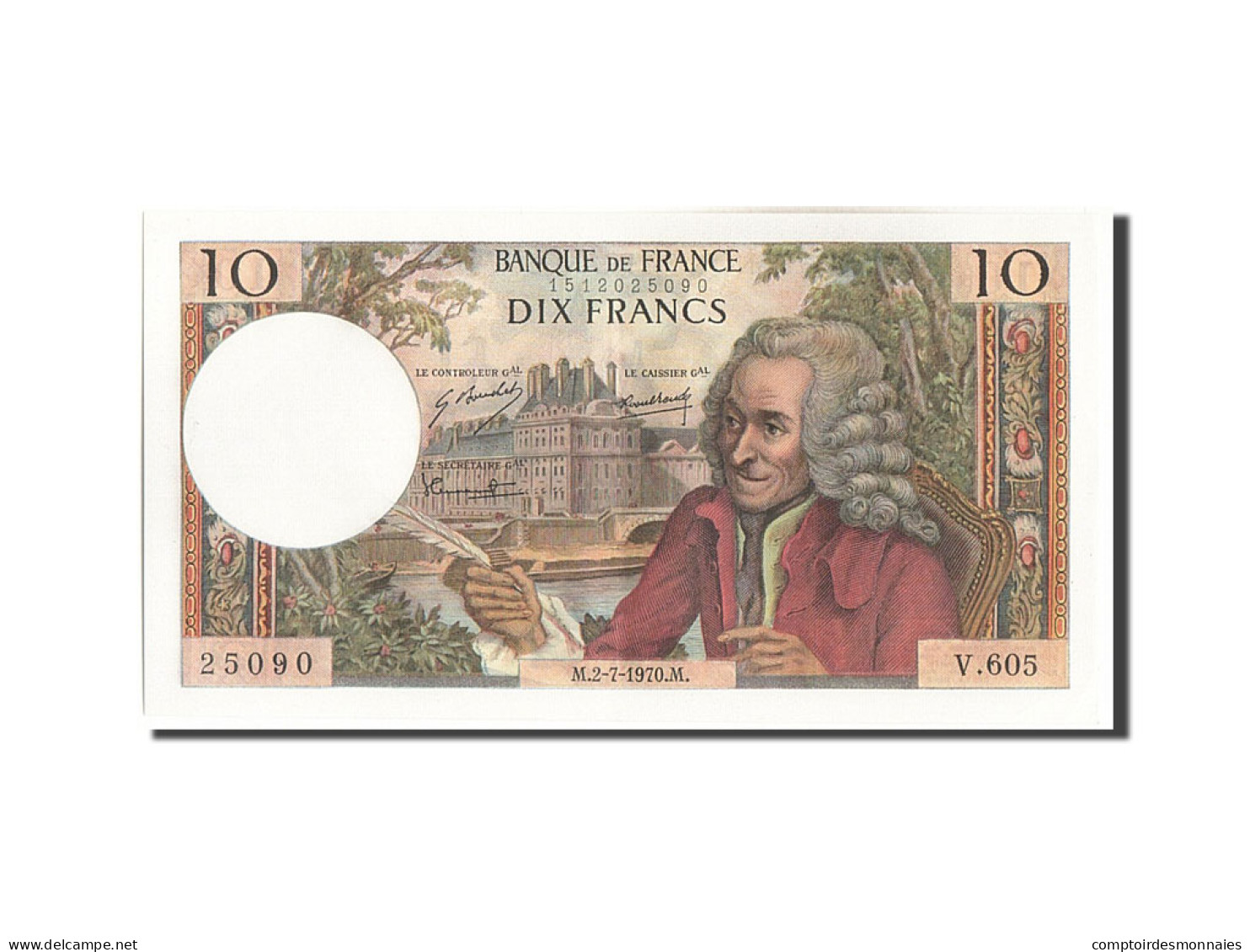 Billet, France, 10 Francs, 10 F 1963-1973 ''Voltaire'', 1970, 1970-07-02, SPL - 10 F 1963-1973 ''Voltaire''