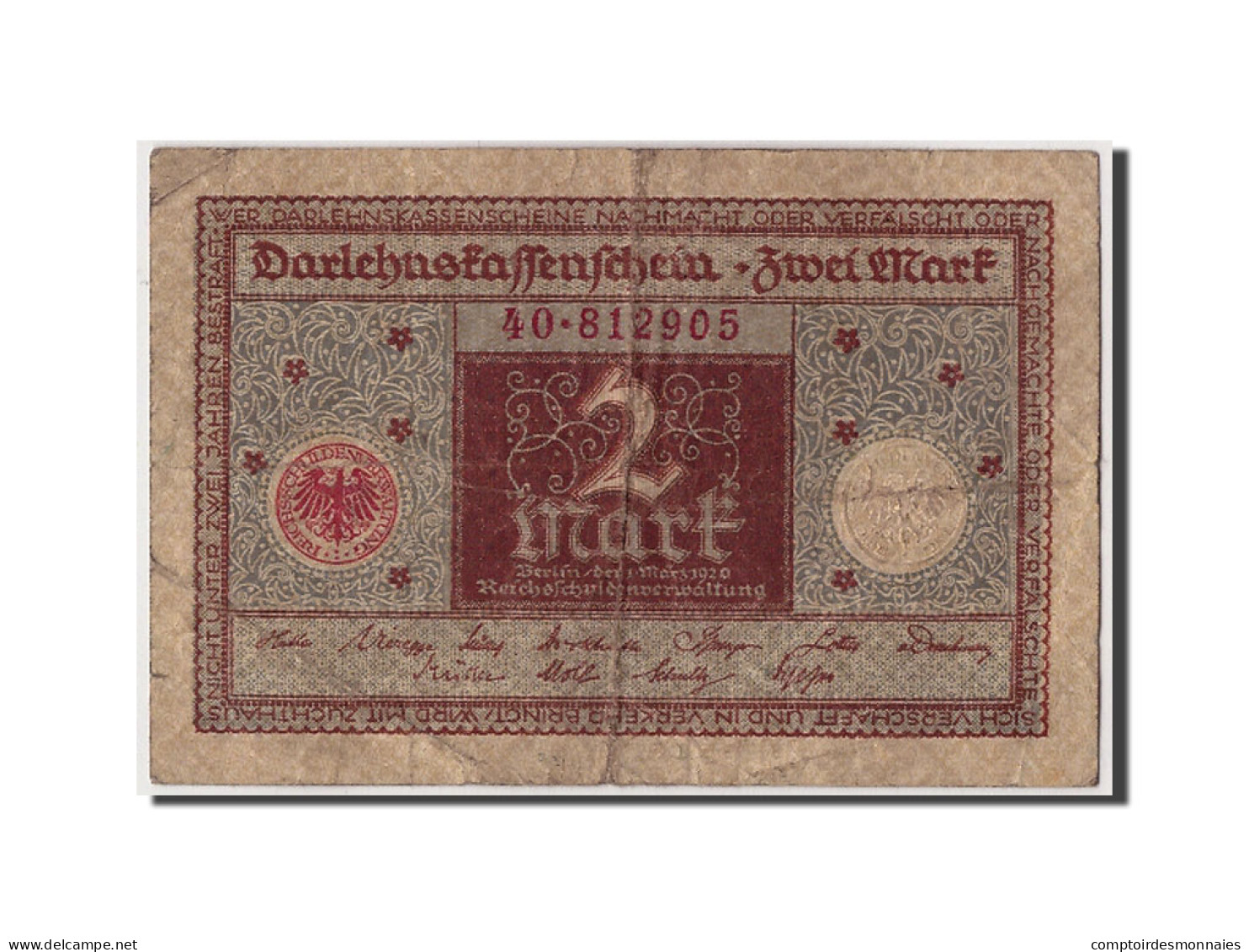 Billet, Allemagne, 2 Mark, 1920, 1920-03-01, TB - Administration De La Dette