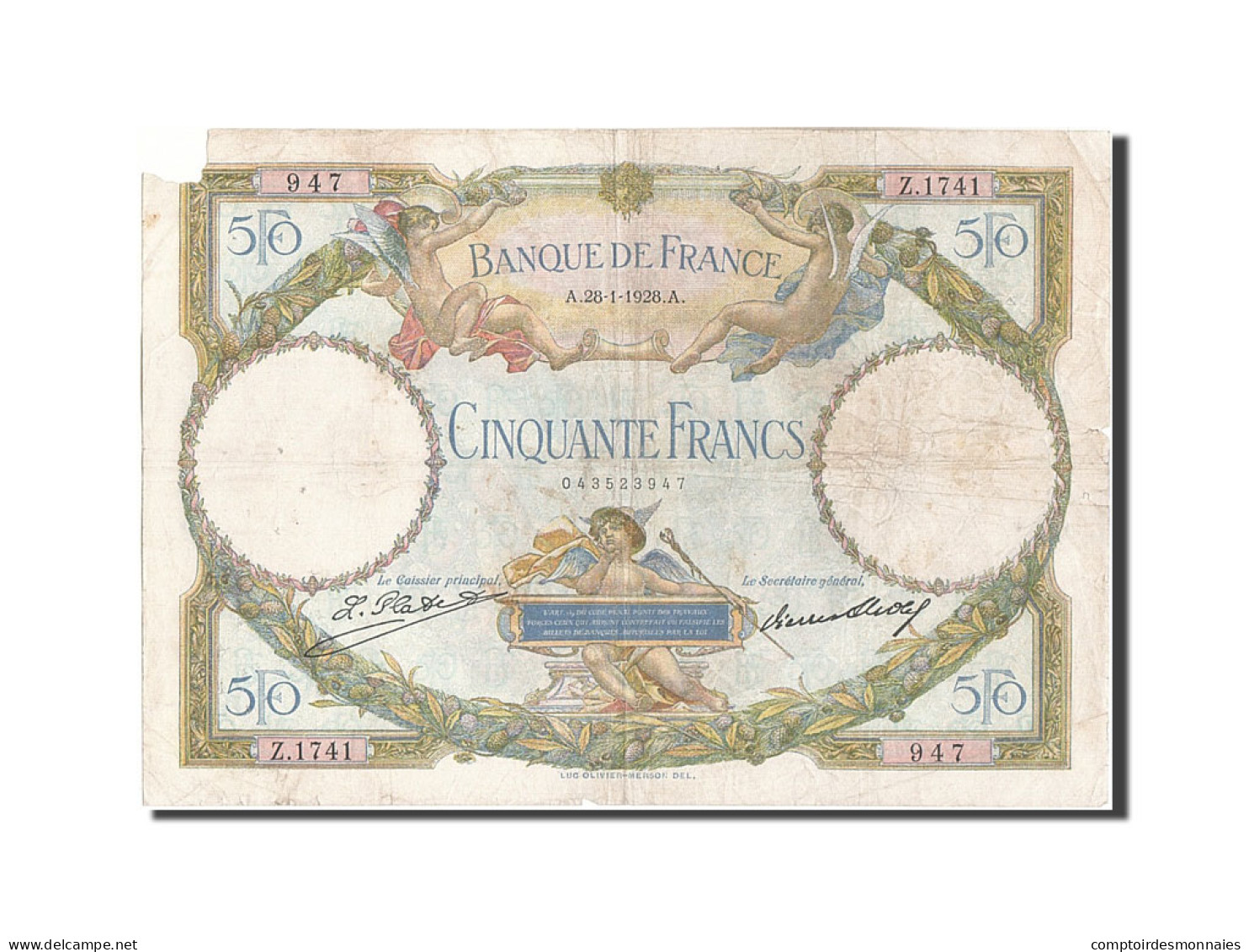 Billet, France, 50 Francs, 50 F 1927-1934 ''Luc Olivier Merson'', 1928 - 50 F 1927-1934 ''Luc Olivier Merson''