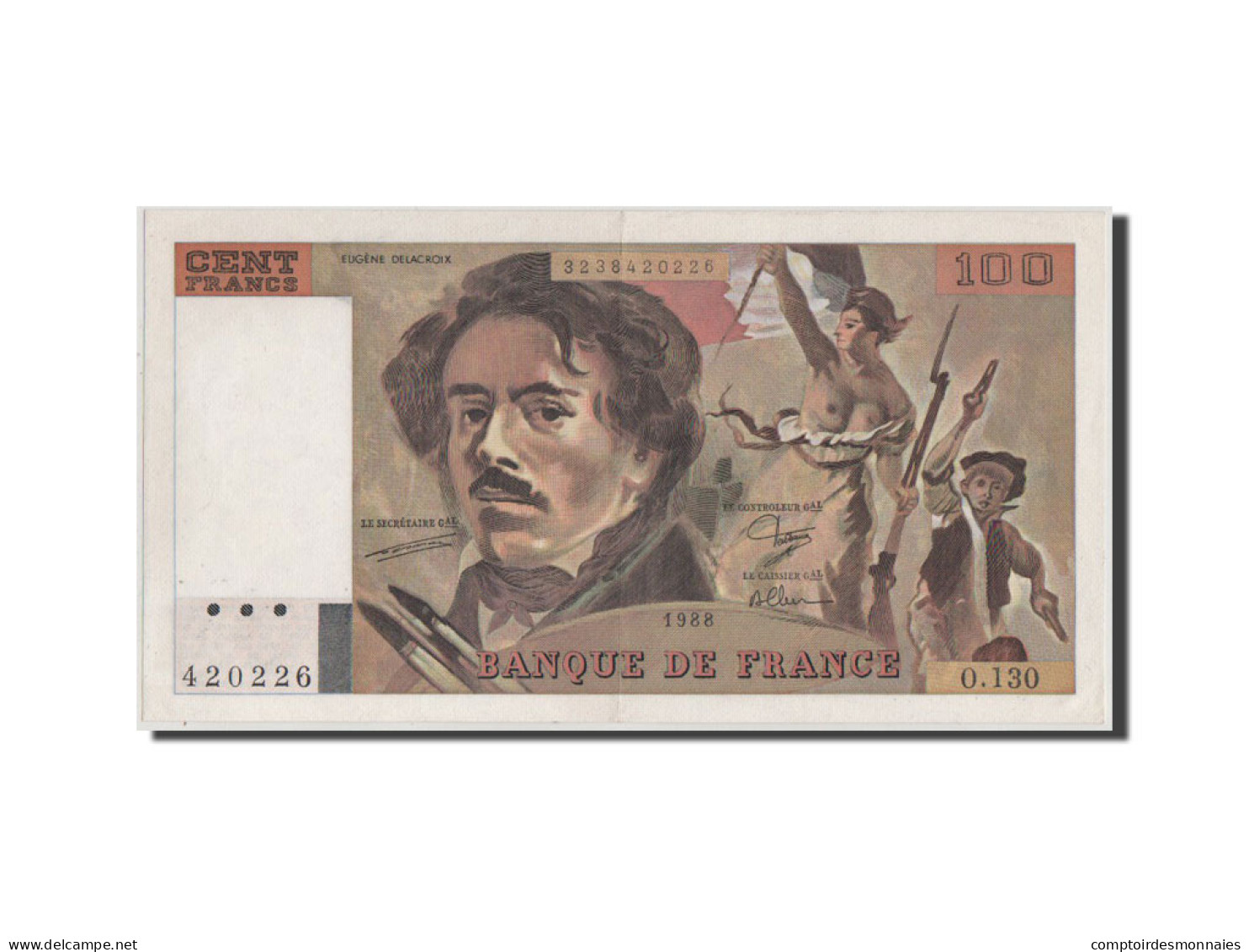 Billet, France, 100 Francs, 100 F 1978-1995 ''Delacroix'', 1988, SUP+ - 100 F 1978-1995 ''Delacroix''