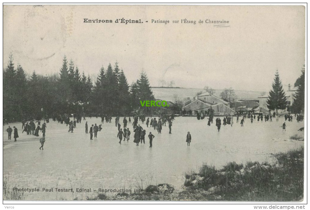 Carte Postale Ancienne De CHANTRAINE – PATINAGE SUR L'ETANG - Chantraine