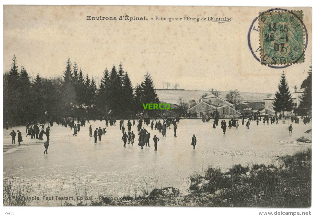 Carte Postale Ancienne De CHANTRAINE – PATINAGE SUR L'ETANG - Chantraine