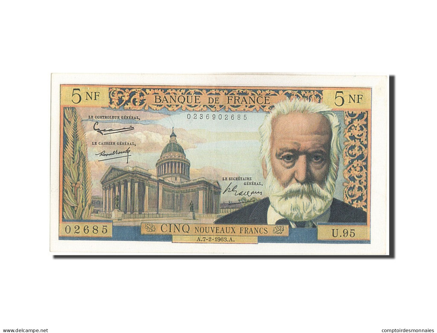 Billet, France, 5 Nouveaux Francs, 5 NF 1959-1965 ''Victor Hugo'', 1963 - 5 NF 1959-1965 ''Victor Hugo''