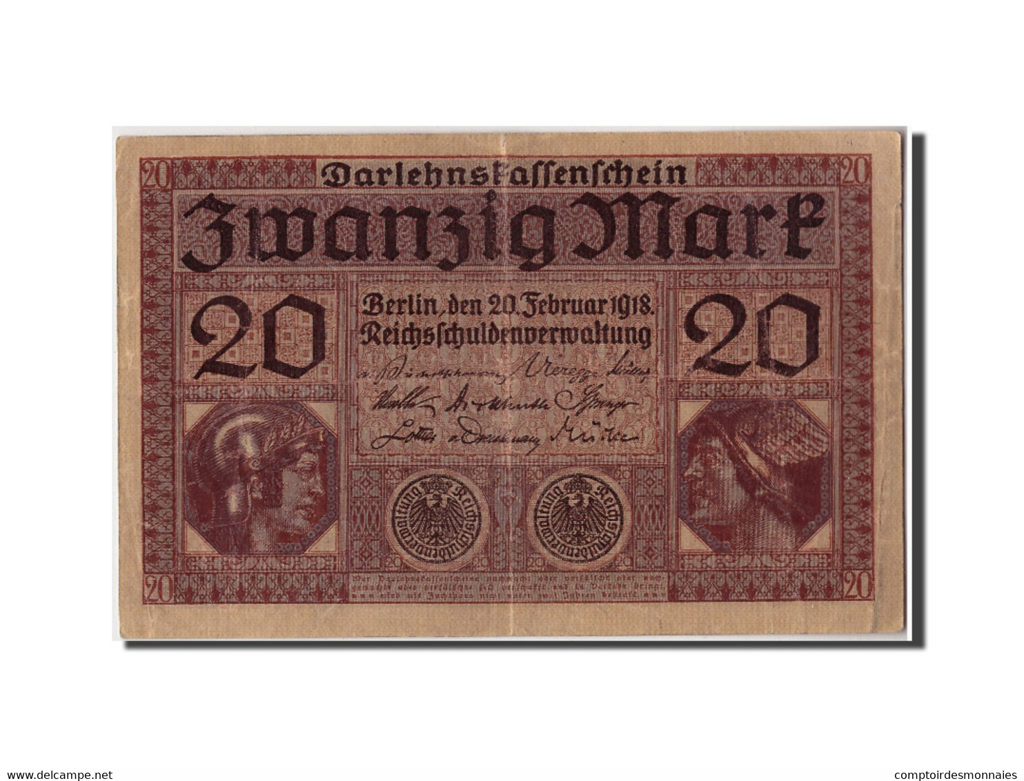 Billet, Allemagne, 20 Mark, 1918, 1918-02-20, TB+ - Reichsschuldenverwaltung