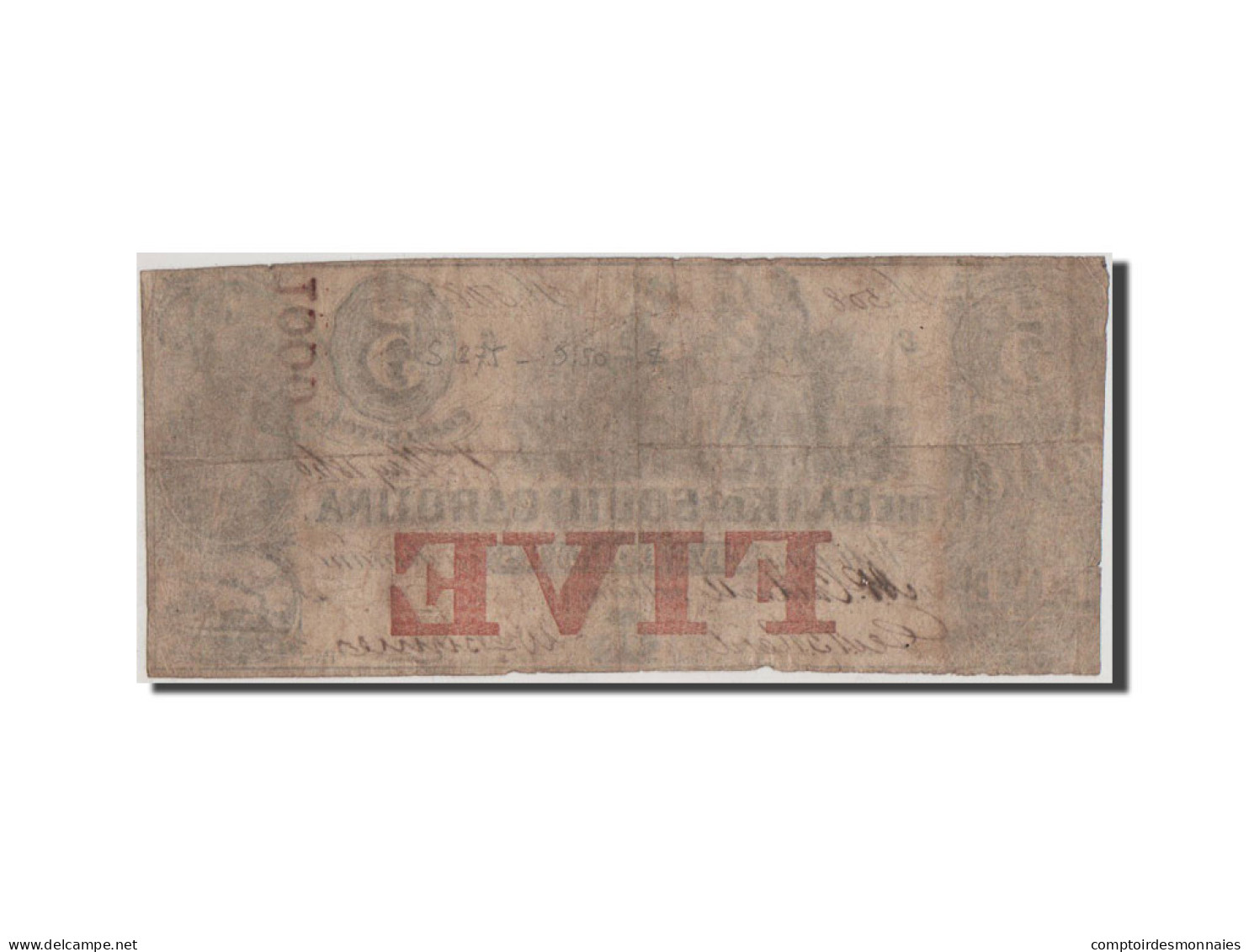 Billet, États-Unis, 5 Dollars, 1860, TB+ - South Carolina