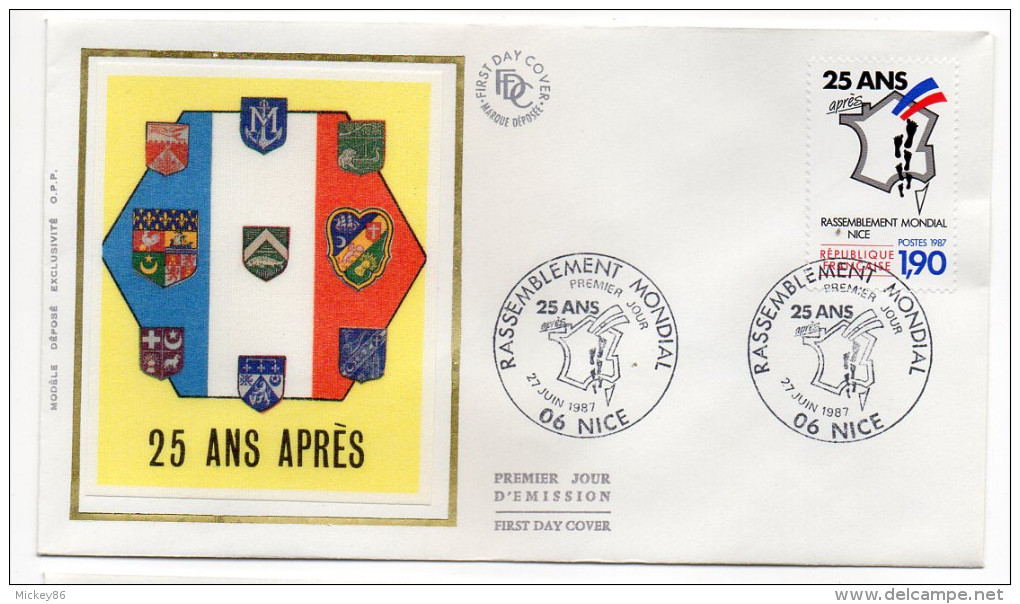 1987--enveloppe FDC "Soie" -25° Anniv. Rassemblement Mondial--cachet NICE - 06 - 1980-1989