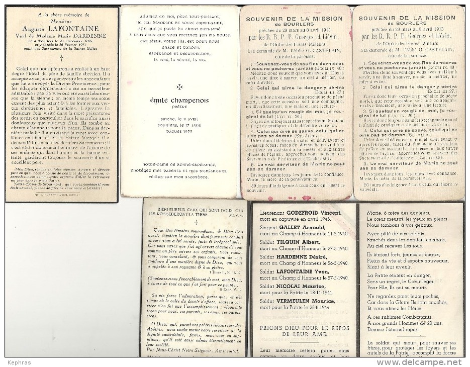 BOURLERS LEZ CHIMAY : Superbe Lot De 15 Documents - Scannés Recto - Verso - Devotieprenten