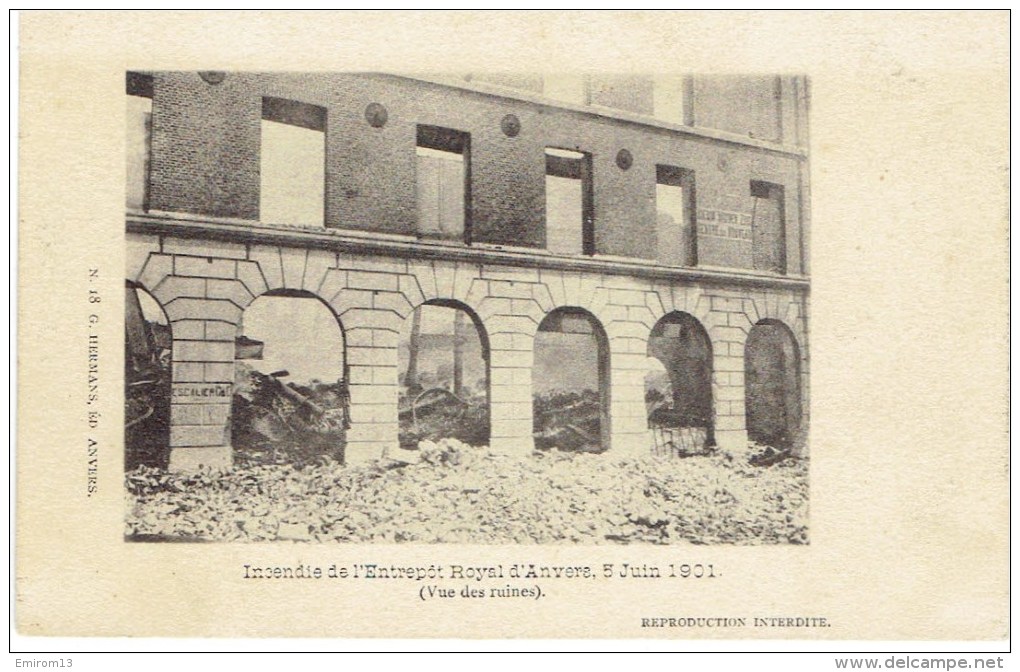 Incendie De L'entrepot Royal D'anvers 5 Juin 1901 Vue Des Ruines G Hermans - Antwerpen