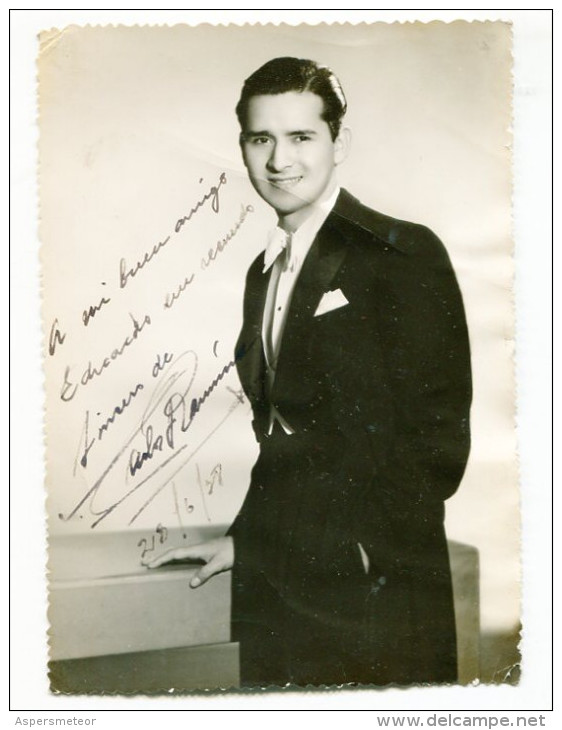 "CARLOS RAMÓN" VINTAGE ARGENTINIAN CANTANTE-CHANTEUR AUTOGRAPHE ORIGINAL VINTAGE CIRCA 1938 NON CIRCULEE GECKO - Autres & Non Classés