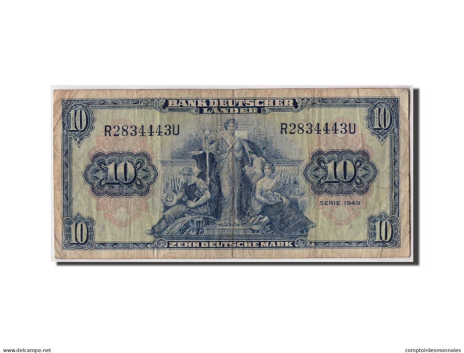 Billet, République Fédérale Allemande, 10 Deutsche Mark, 1949, 1949-08-22, TB - 10 Deutsche Mark