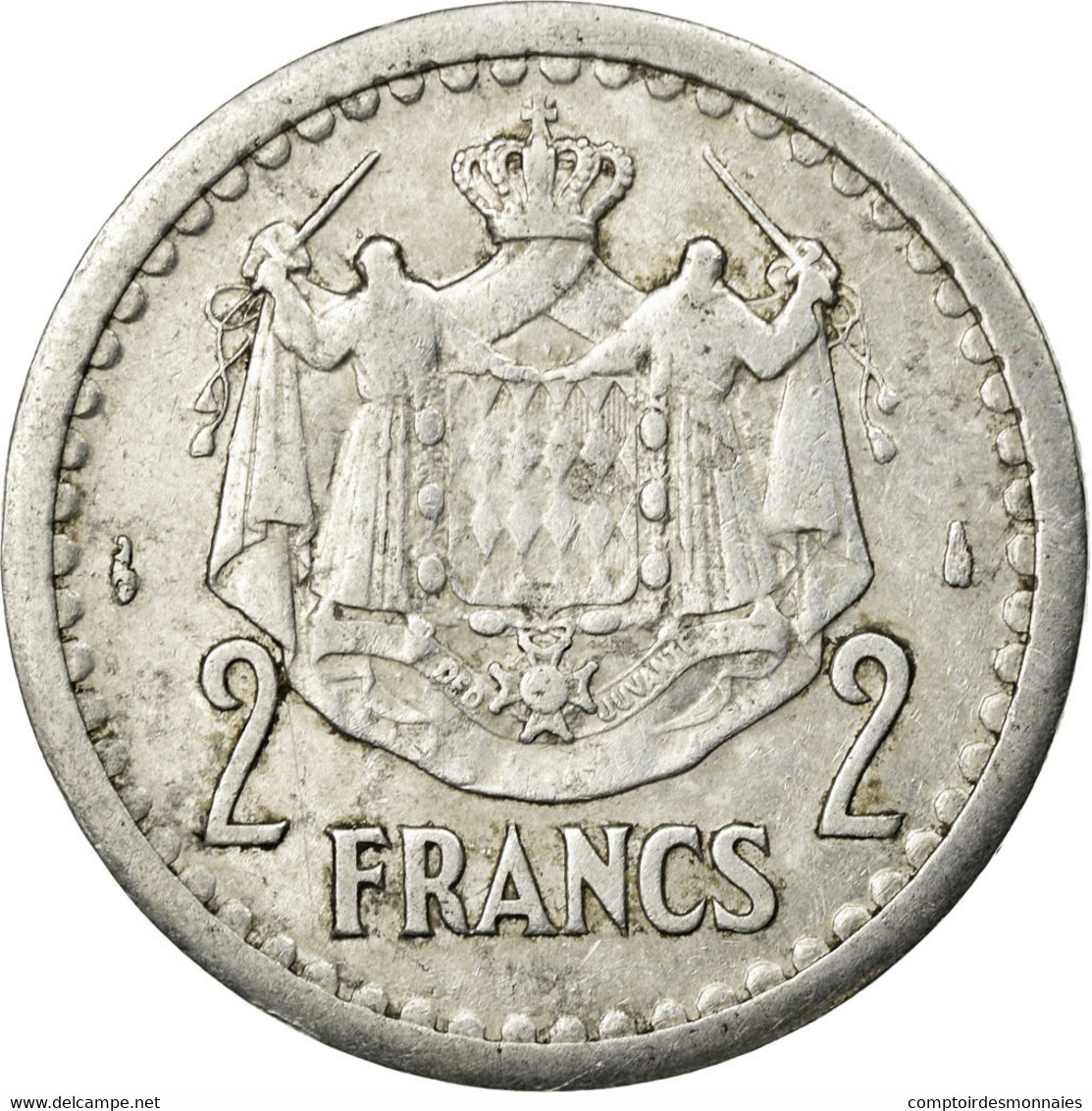 Monnaie, Monaco, Louis II, 2 Francs, 1943, TTB, Aluminium, KM:121 - 1922-1949 Louis II