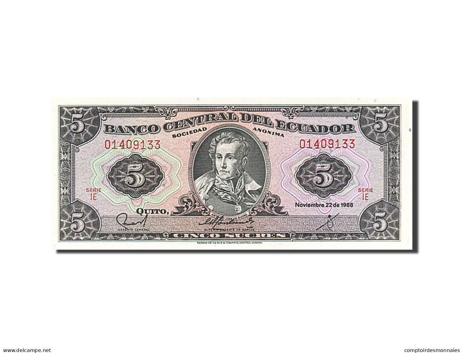 Billet, Équateur, 5 Sucres, 1988, 1988-11-22, NEUF - Ecuador