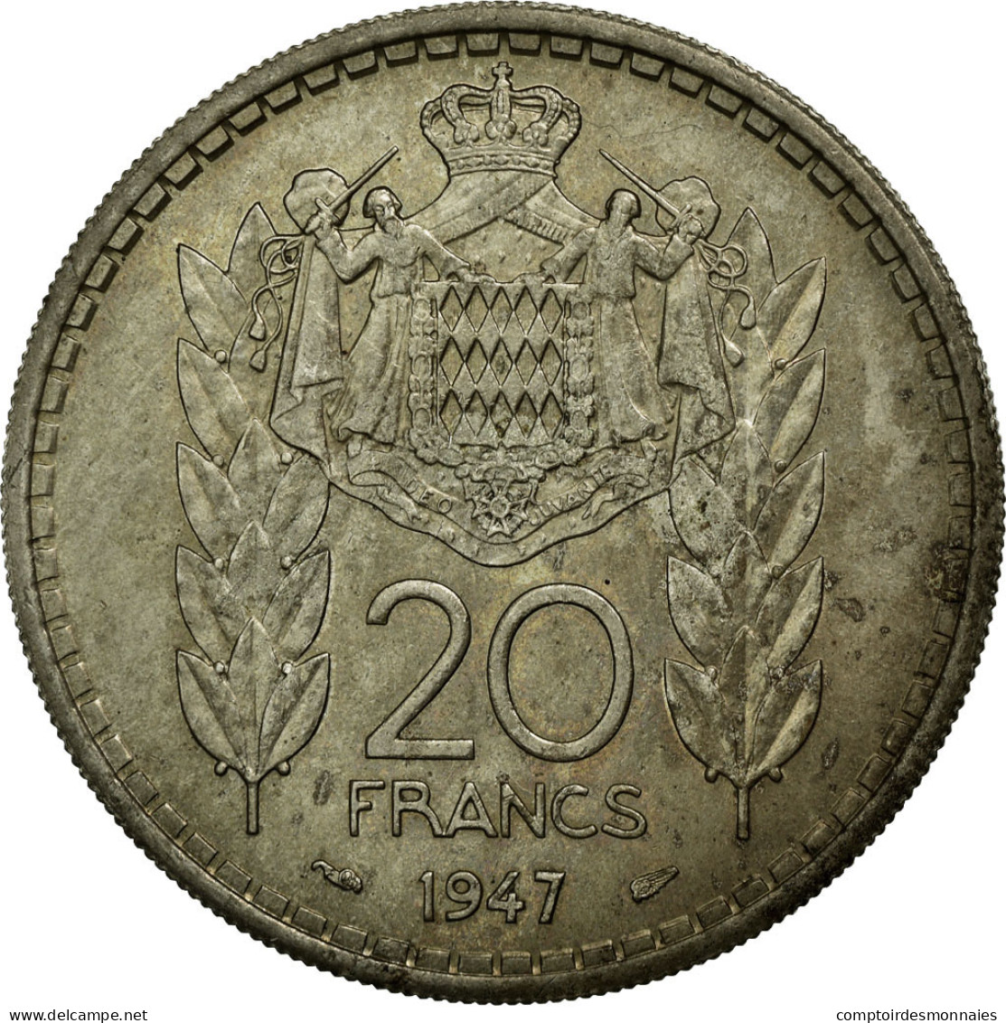 Monnaie, Monaco, Louis II, 20 Francs, Vingt, 1947, TTB+, Copper-nickel, KM:124 - 1922-1949 Louis II