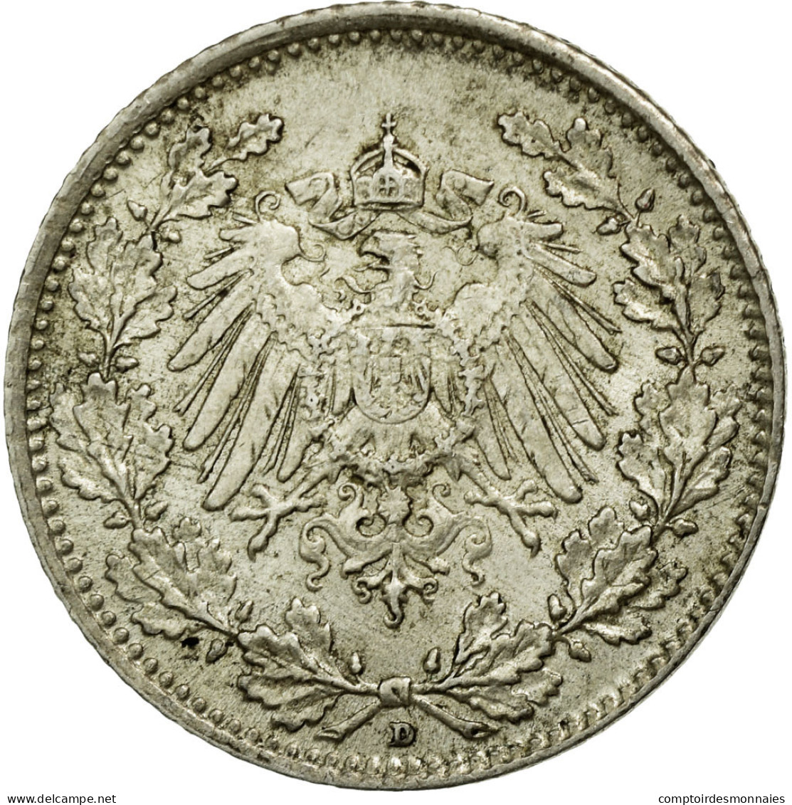 Monnaie, GERMANY - EMPIRE, 1/2 Mark, 1916, Munich, SUP, Argent, KM:17 - 1/2 Mark