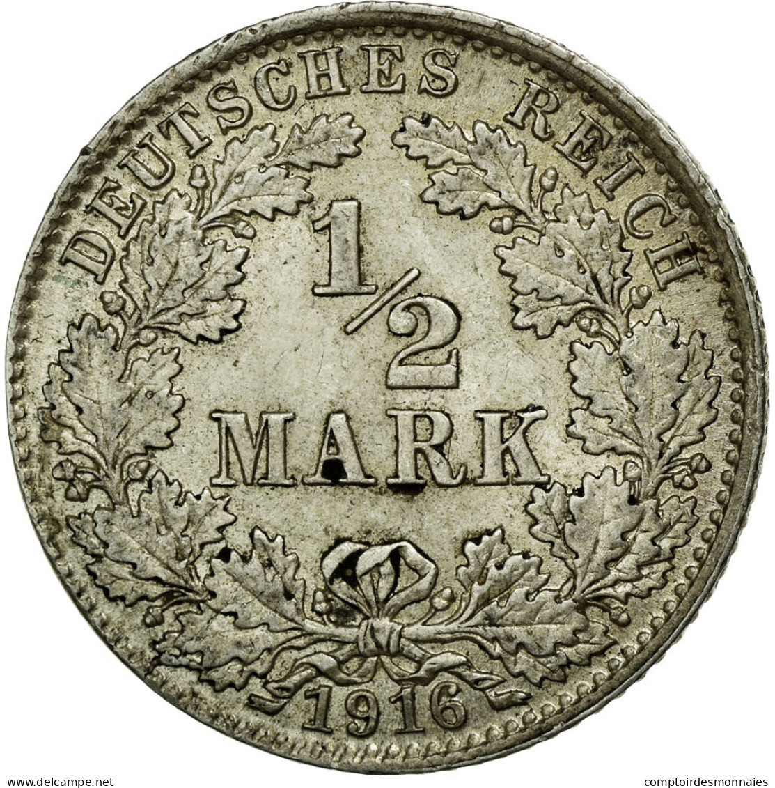 Monnaie, GERMANY - EMPIRE, 1/2 Mark, 1916, Munich, SUP, Argent, KM:17 - 1/2 Mark