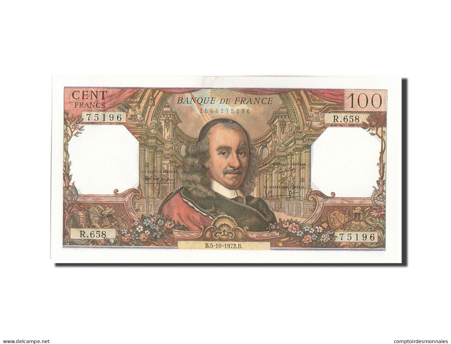 Billet, France, 100 Francs, 100 F 1964-1979 ''Corneille'', 1972, 1972-10-05 - 100 F 1964-1979 ''Corneille''