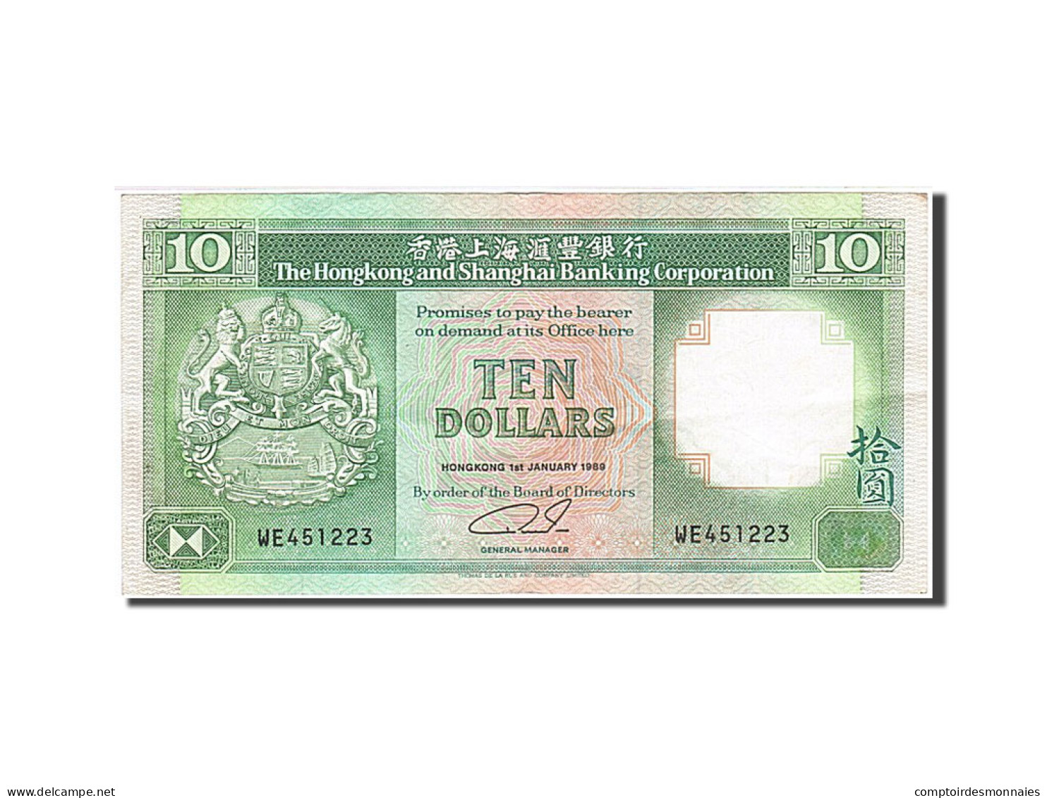 Billet, Hong Kong, 10 Dollars, 1989, 1989-01-01, TTB - Hong Kong