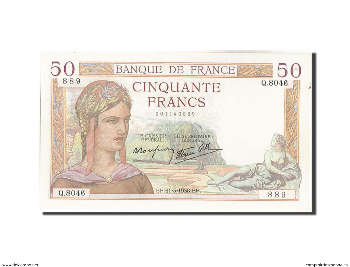 Billet, France, 50 Francs, 50 F 1934-1940 ''Cérès'', 1938, 1938-03-31, SPL - 50 F 1934-1940 ''Cérès''