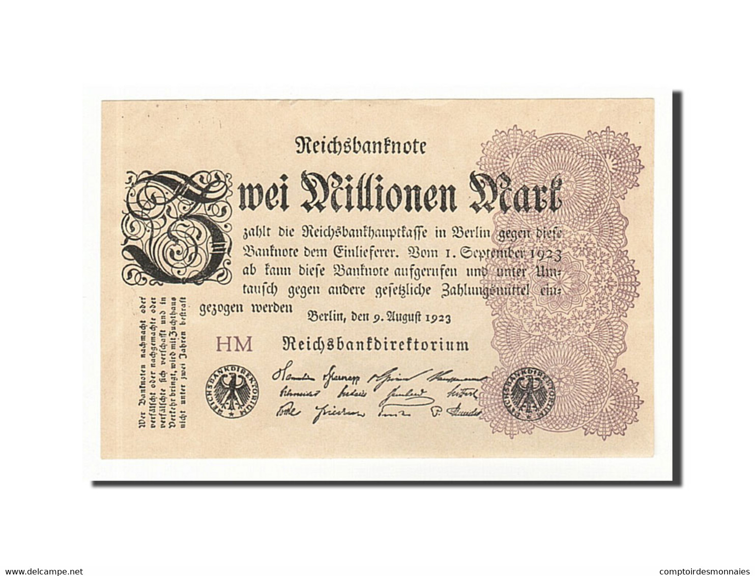 Billet, Allemagne, 2 Millionen Mark, 1923, 1923-08-09, SUP+ - 2 Miljoen Mark