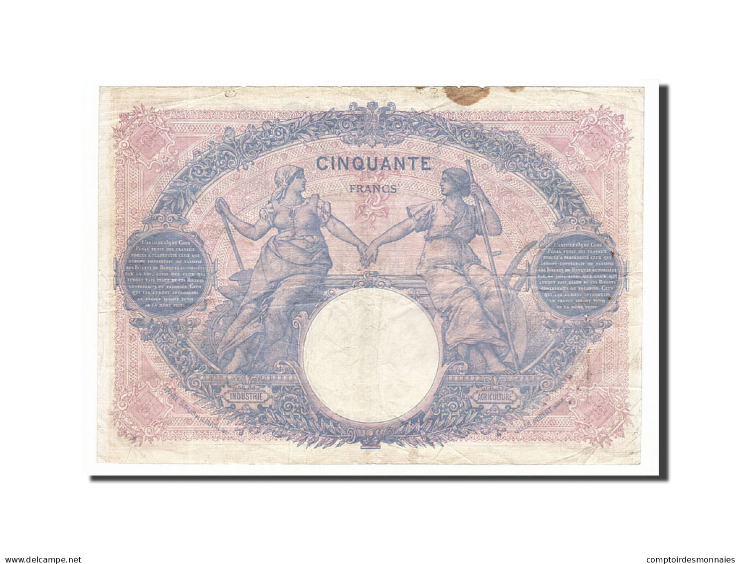 Billet, France, 50 Francs, 50 F 1889-1927 ''Bleu Et Rose'', 1918, 1918-01-11 - 50 F 1889-1927 ''Bleu Et Rose''