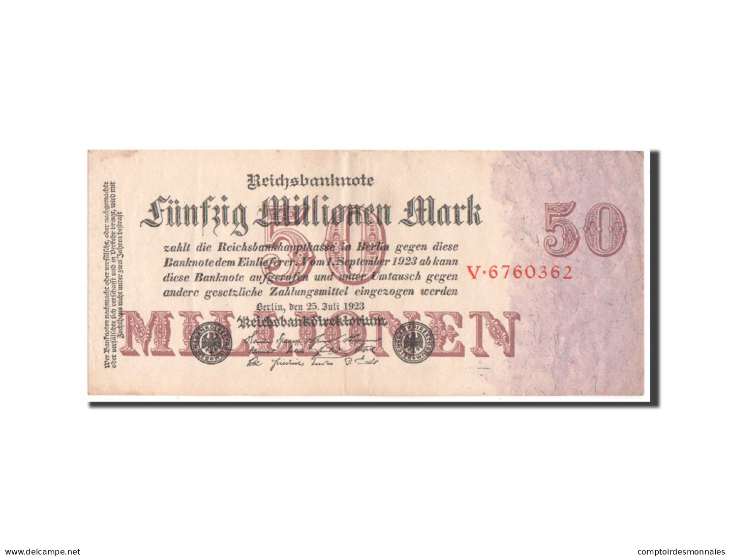 Billet, Allemagne, 50 Millionen Mark, 1923, TTB - 50 Miljoen Mark