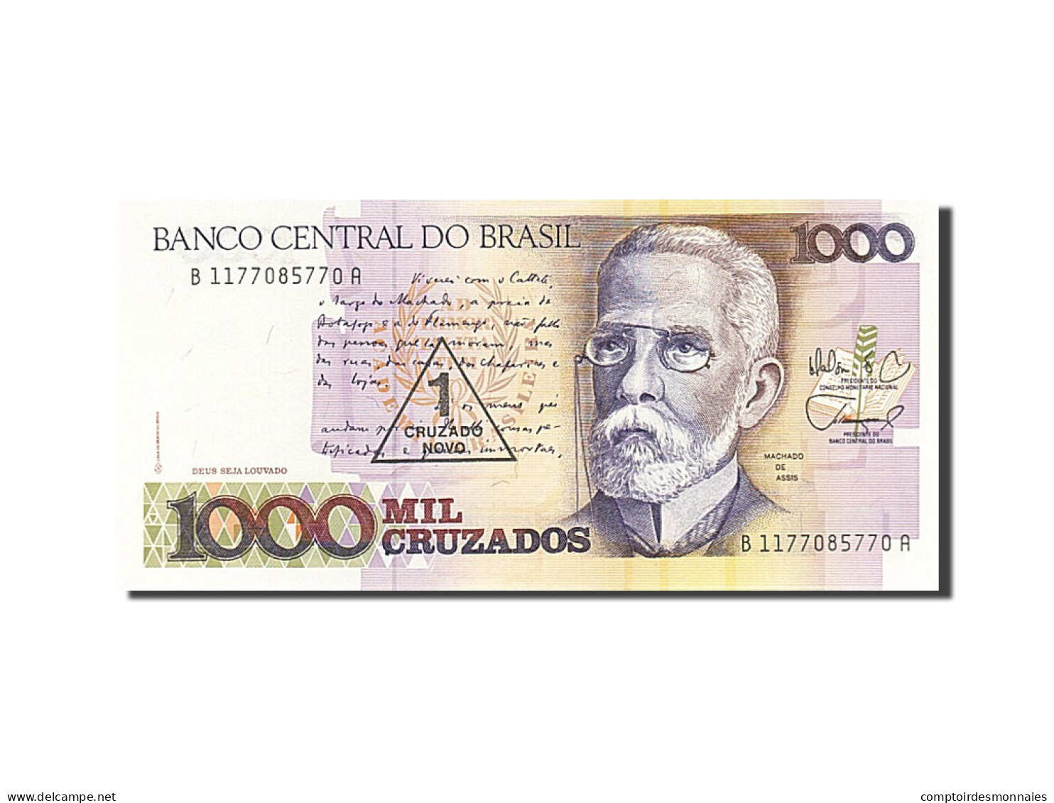 Billet, Brésil, 1 Cruzado Novo On 1000 Cruzados, 1989, NEUF - Brésil