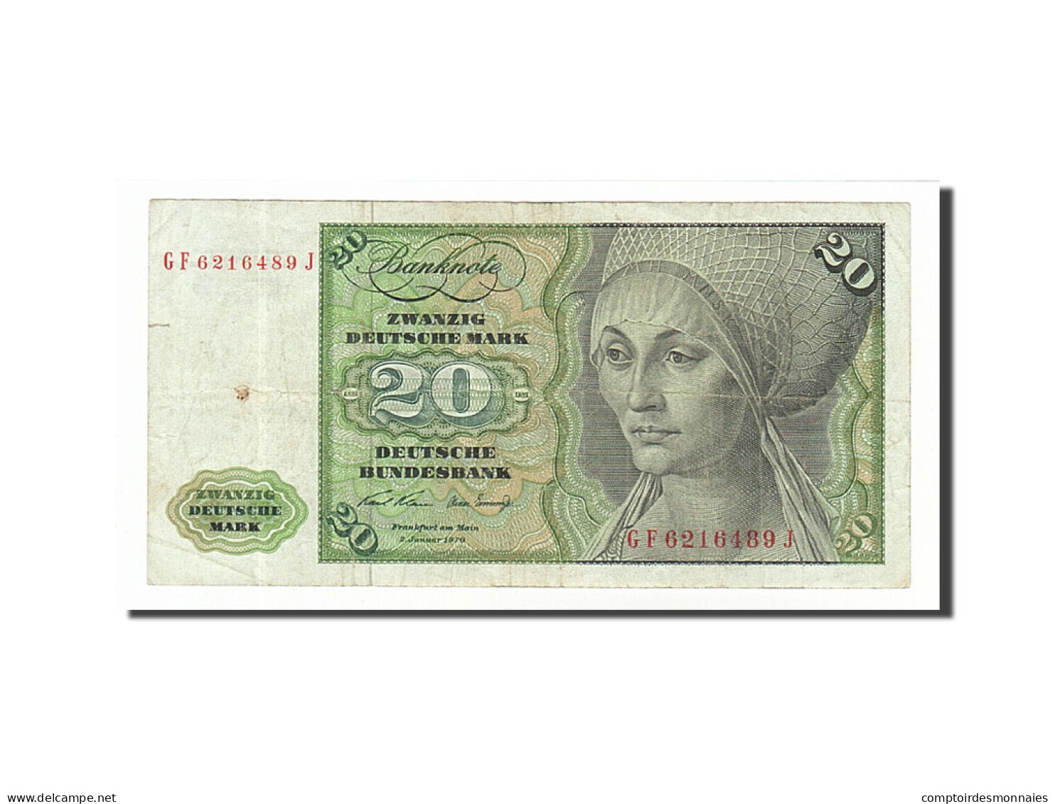 Billet, République Fédérale Allemande, 20 Deutsche Mark, 1970, 1970-01-02 - 20 Deutsche Mark