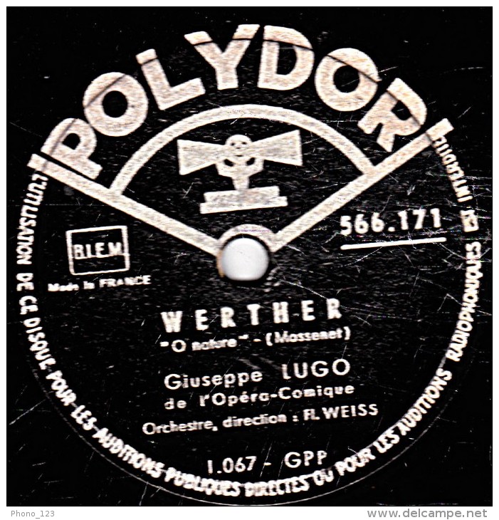 78 Trs 30 Cm état EX - Giuseppe DANISE  Opéra De New-york - PIETRA  SIGNORE - PANIS ANGELICUS - 78 Rpm - Schellackplatten