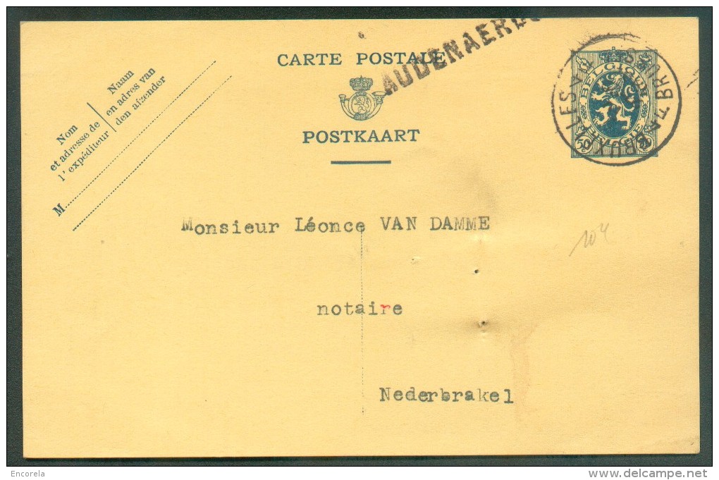 EP Carte N°98 - 50 Centimes LION Obl. Sc BRUXELLES 4 Du 20-IV-1932 + Griffe AUDENAERDE Vers Nederbrakel - 10672 - Griffes Linéaires