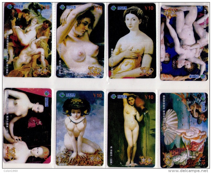 SERIE COMPLETA DE 8 TARJETAS TELEFONICAS DE CHINA (CHICAS). - Pintura