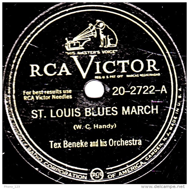 78 Trs 25 Cm état TB -  Tex Beneke - ST. LOUIS MARCH - CHEROKEE CANYON - 78 T - Disques Pour Gramophone