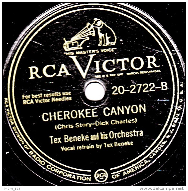 78 Trs 25 Cm état TB -  Tex Beneke - ST. LOUIS MARCH - CHEROKEE CANYON - 78 T - Disques Pour Gramophone