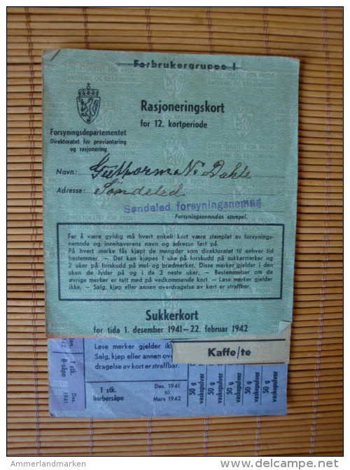 Norwegen, 1 Block Lebensmittelmarken, Raskoneringskort, Kaffee, Zucker, Fett, Waschp. Usw., 1 Dez. 1941-22. Feb. 1942 ! - 1939-45